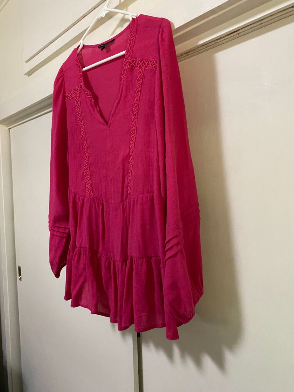 Zac & Rachel, woman, long puff sleeve, pink, Boho blouse, size 1X - Picture 5 of 11